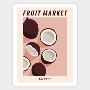 Fruit market print, Coconut, Posters aesthetic, Cottagecore decor, Exhibition poster, Exotic food art Sticker